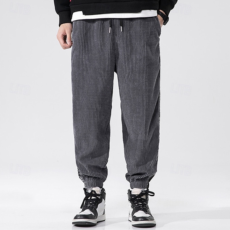 Men's Athletic Pants Sweatpants Joggers Corduroy Pants Trousers Pocket Elastic Waist Drawstring Color Block Comfort Sports Outdoor Daily Ethnic Style Casual Black Light Grey Micro-elastic 2026 - $24.99 –P2