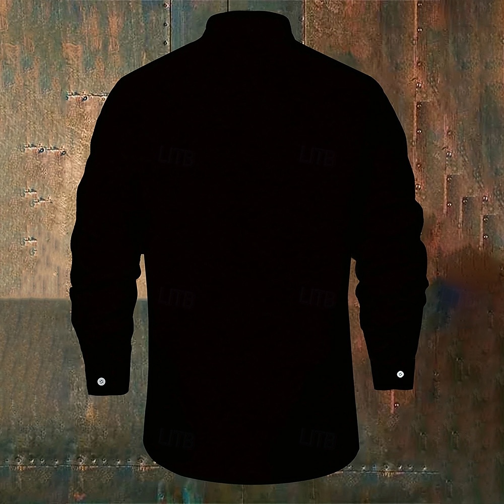 Pánské kostýmy tričko s křížem lebkami košile na knoflíky dlouhý rukáv temný gotický styl prázdninová streetwear léto jaro košile s límcem 3D tisk černá 2026 - $27.99 –P2