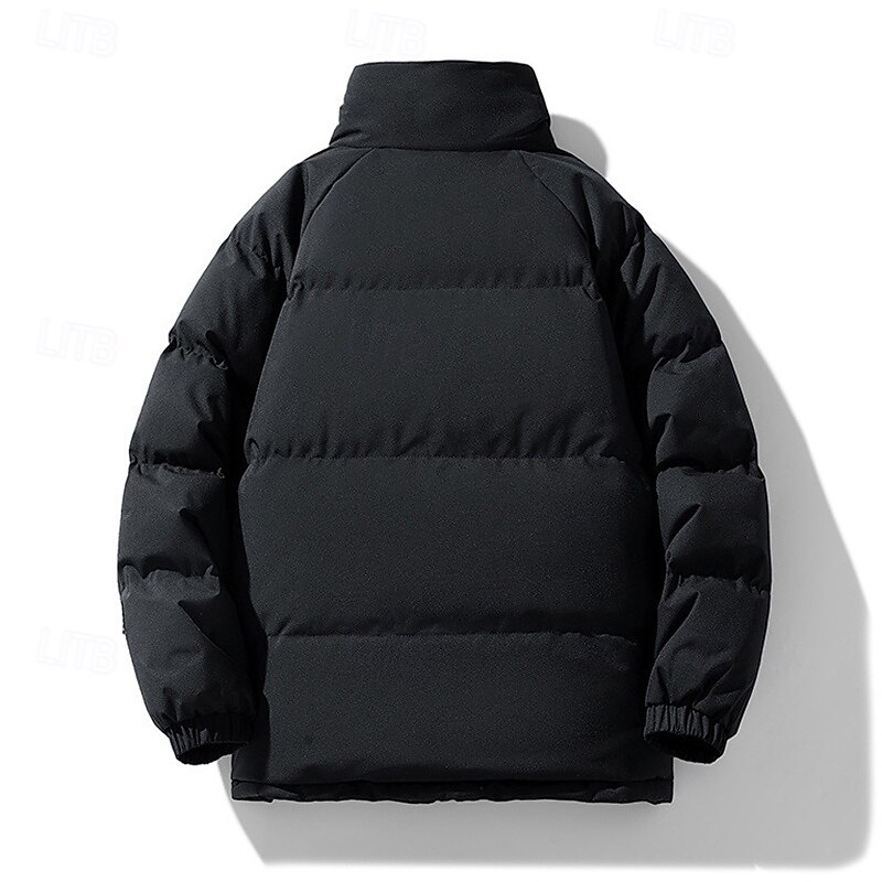 Herre Fleece-jakke Pufferjakke Vinterjakke Vinter utendørs Lapper Hold Varm Topper Mørkegrå Svart Hvit kaffe 2025 - $39.99 –P8