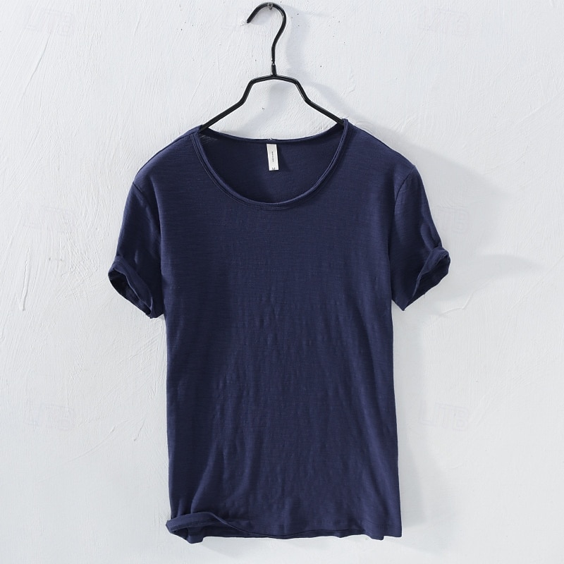 Homme T-shirt en coton T-shirt Manches courtes Col ras du cou Été Uni Mode Designer Basique Style Classique Vacances Rue Sortir Blanche Noir Bleu T-shirt haut de gamme pour homme de 2025 ? $13.99 –P5