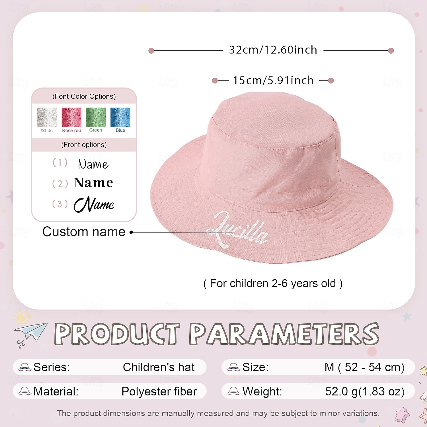 Personalized Name Kids Bucket Hat Custom Outdoor Gift, Embroidered Sun Hat with Custom Font and Color, Quick-Dry Breathable Cap for Ages 0-8, Wide Brim Sun Protection 2025 - $18.49 –P7