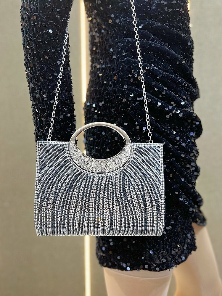 Women’s Rhinestone Evening Clutch Bag with Round Handle – Sparkly Gold Crystal Purse for Cocktail Parties, Weddings & Formal Events 2025 - $24.99 –P4