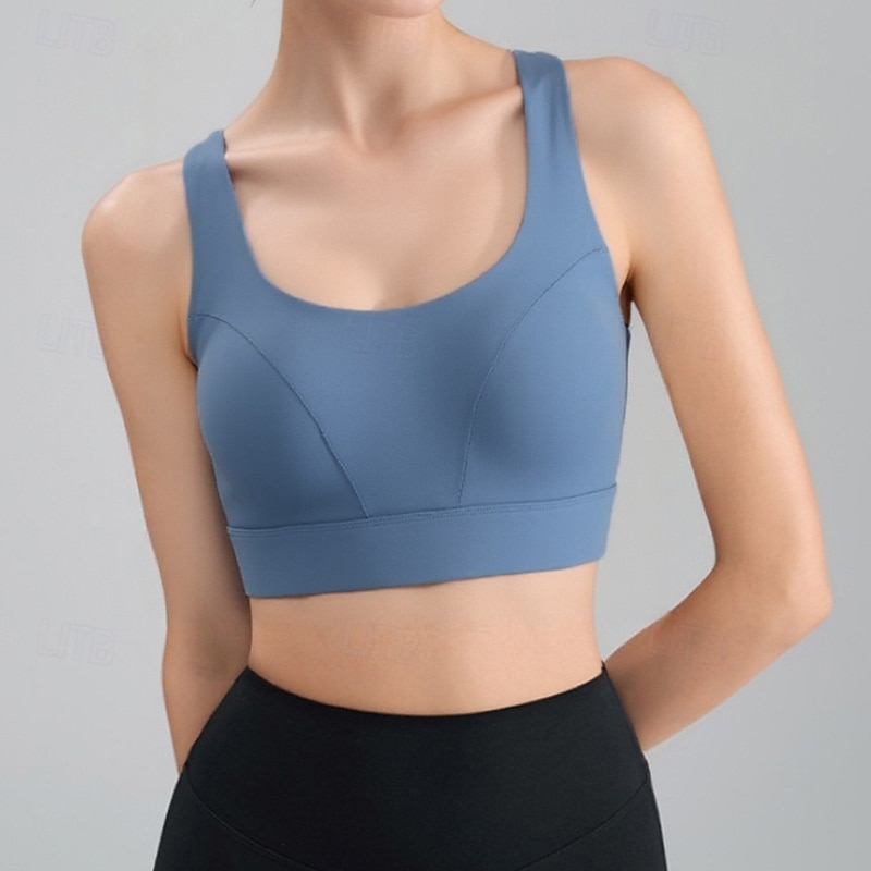 Dam Träningslinnen Sportbehåar Underkläder Medium stöd Andningsfunktion Trådlös Vadderad Enfärgad / vanlig färg Sport Sportkläder Vit Blå Gym Kondition Yoga 2025 - $20.99 –P8