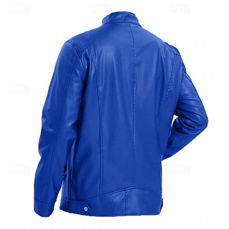 Homme Veste en Similicuir Veste moto Blouson de Moto Vacances Quotidien Coupe-vent Chaud Fermeture éclair Automne Hiver Uni Mode Classique Col montant Régulier Noir Rouge Bleu Roi Bleu Vert foncé de 2025 ? $44.99 –P14