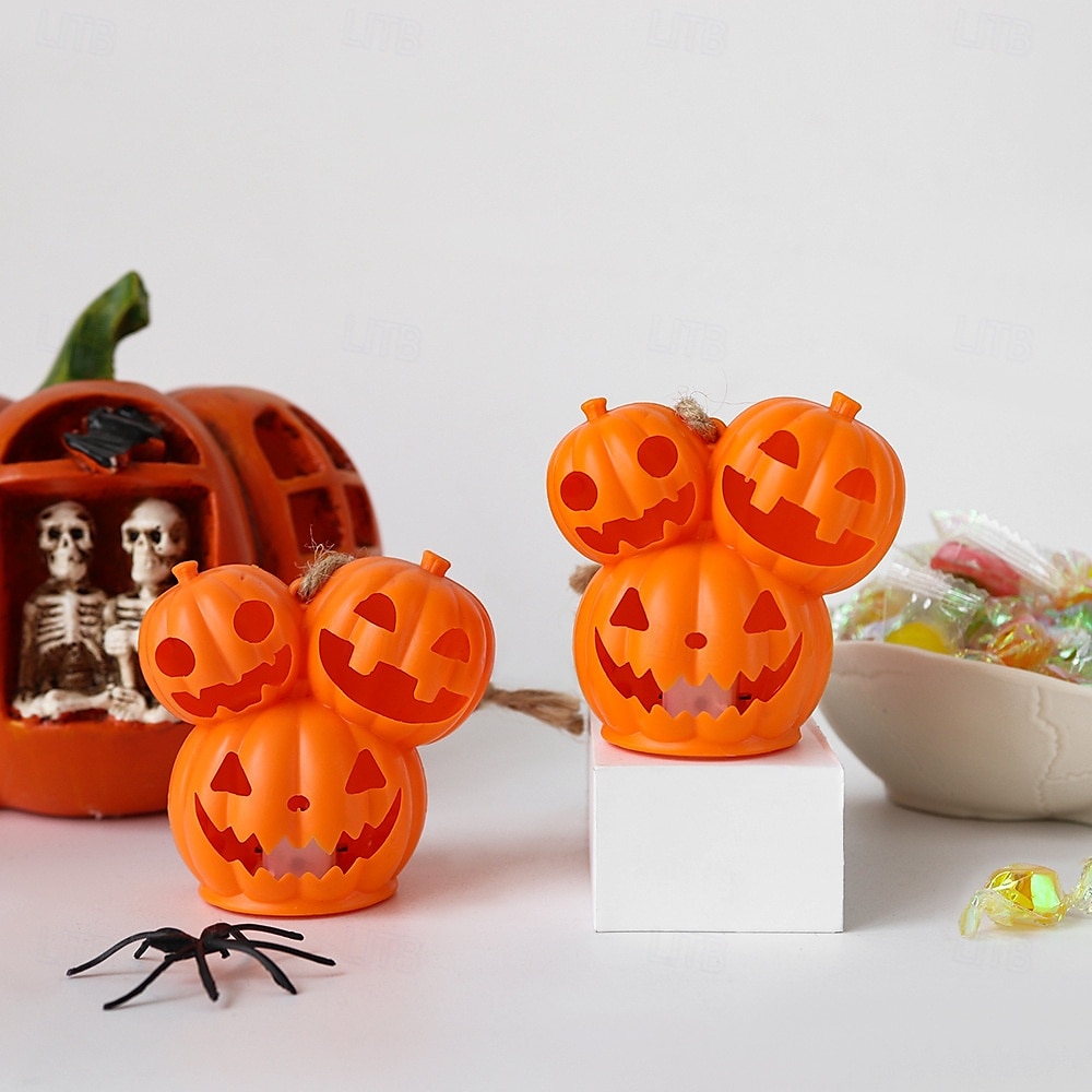 2025年 ハロウィンかぼちゃランタン 光る装飾小道具 3頭ミュータントかぼちゃランタン 雰囲気のある飾りランプ 1個  コレクション – $4.99 –P14