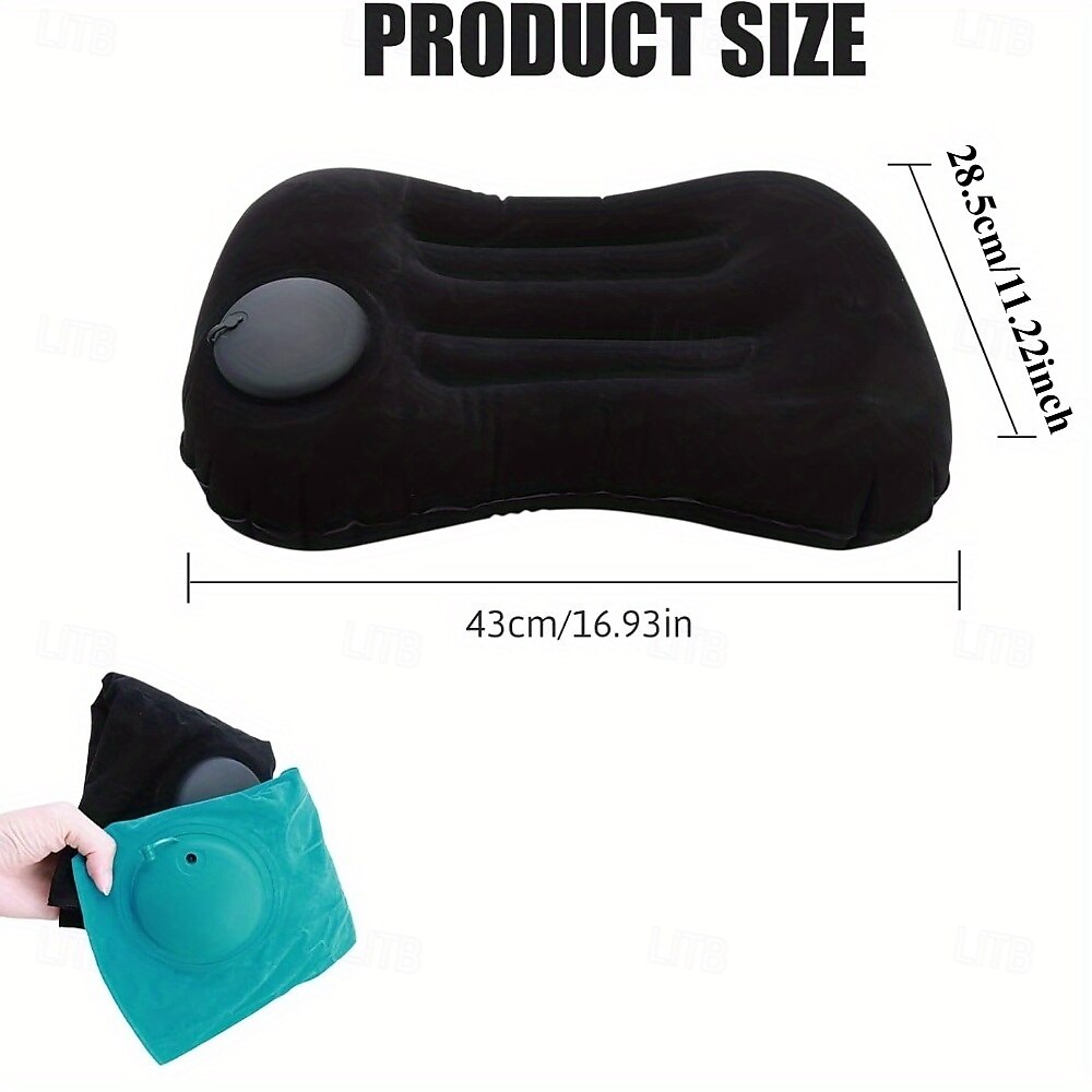 cojín de playa inflable &Almohada de camping: almohada de viaje portátil con tejido polar coral, diseño sin relleno para playa, oficina y hogar - azul verdoso &Limpieza de puntos negros, solo asientos 2025 - $10.99 –P3