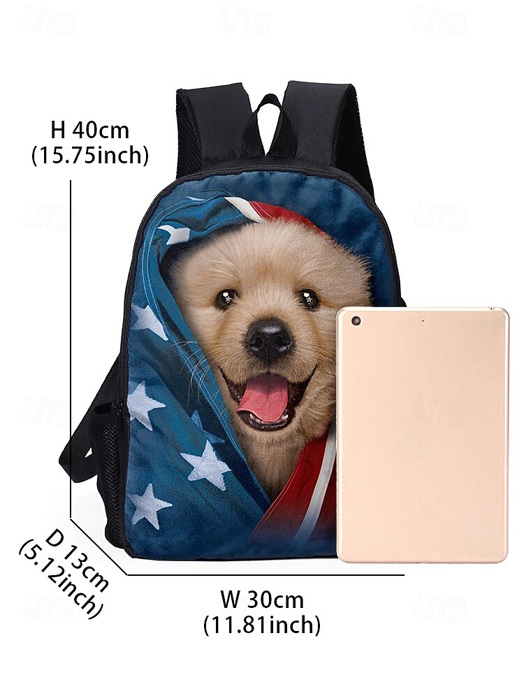 Kid's Dog Print Backpack by Vincent Hie– Double Layer School Bag with Large Capacity and Side Pockets, Cute Puppy Design for Boys and Girls 2026 - $24.99 –P9