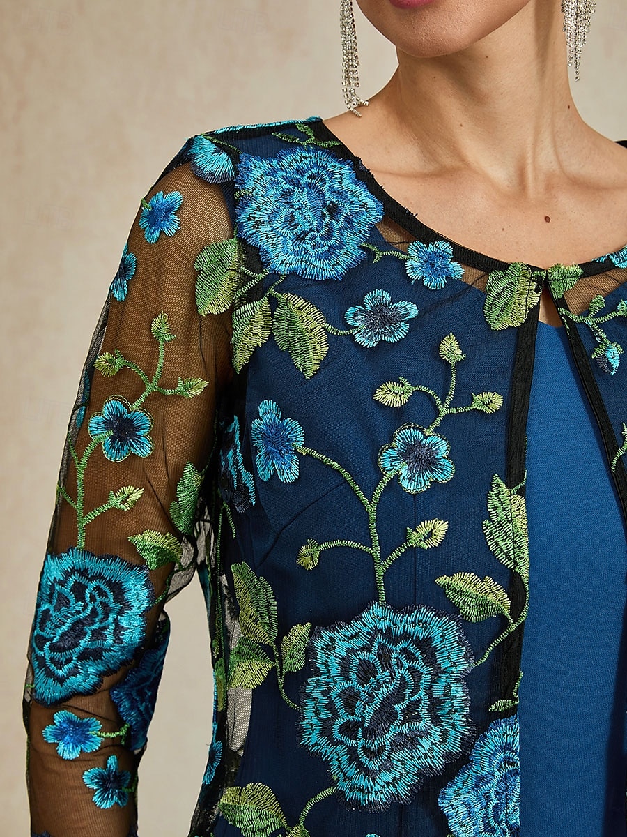 Damen Strickjacke Spitze bestickt elegant Basic lässig geblümt formell kurz Rundhalsausschnitt lockere Passform 3/4-Ärmel Oberbekleidung Marineblau Sommer Frühling 2025 - $49.99 –P3