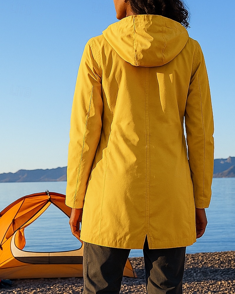 Women's Rain Coat Outdoor Waterproof Windproof Hiking Outfits Hiking Clothes Winter Autumn / Fall Top Camping / Hiking / Caving Running Solid Color Black Yellow Pink 2026 - $29.99 –P2