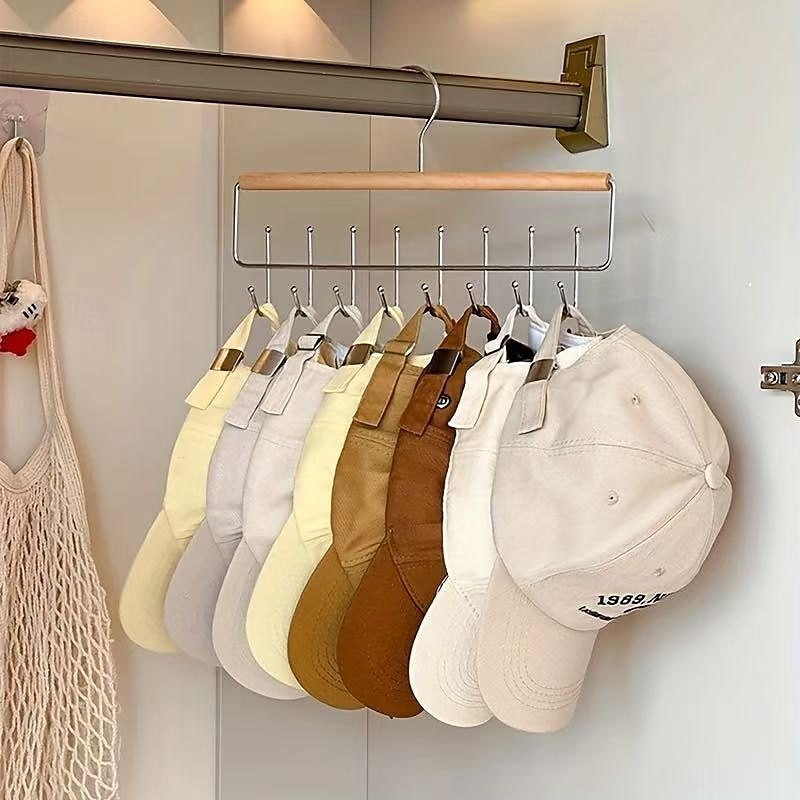 Gruccia multifunzionale in legno con ganci, portaoggetti per cappelli, biancheria intima, canottiere, ideale per casa, dormitorio, armadio e negozi di abbigliamento del 2025 a $8.49 –P5