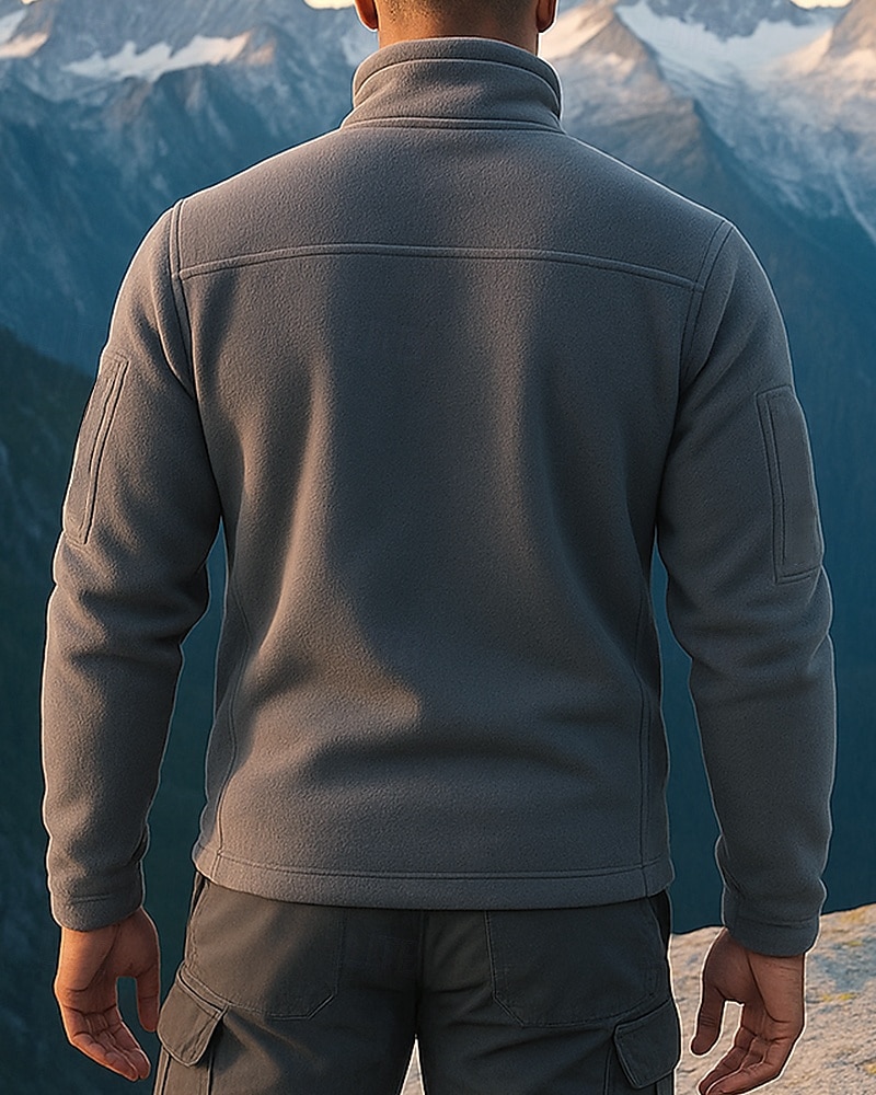 Herr Fleece-jacka Utomhus Termisk Varm Vandringskläder Vandringskläder Vinter Höst Överdelar Camping / vandring / grottforskning Löpning Svart Armégrön Grå 2025 - $27.99 –P2