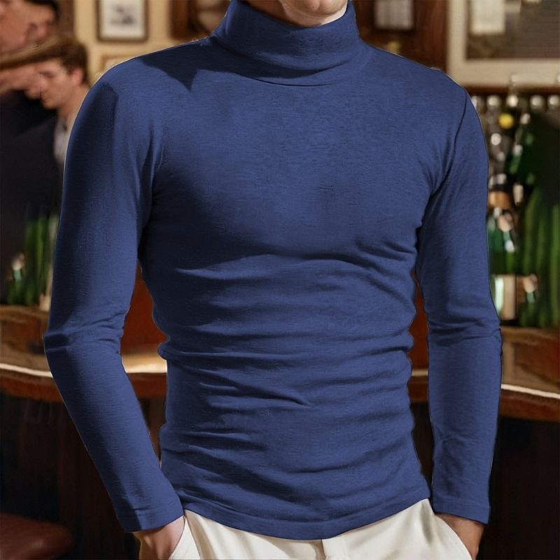 Męskie Sweter sweter Sweter z dzianiny Prążkowany Robić na drutach Zwykłe topy Dzianiny Równina Golf Moda Codzienny Urlop Dzienne zużycie Odzież Jesień i zima Wino Czarny S M L 2026 - $16.99 –P10