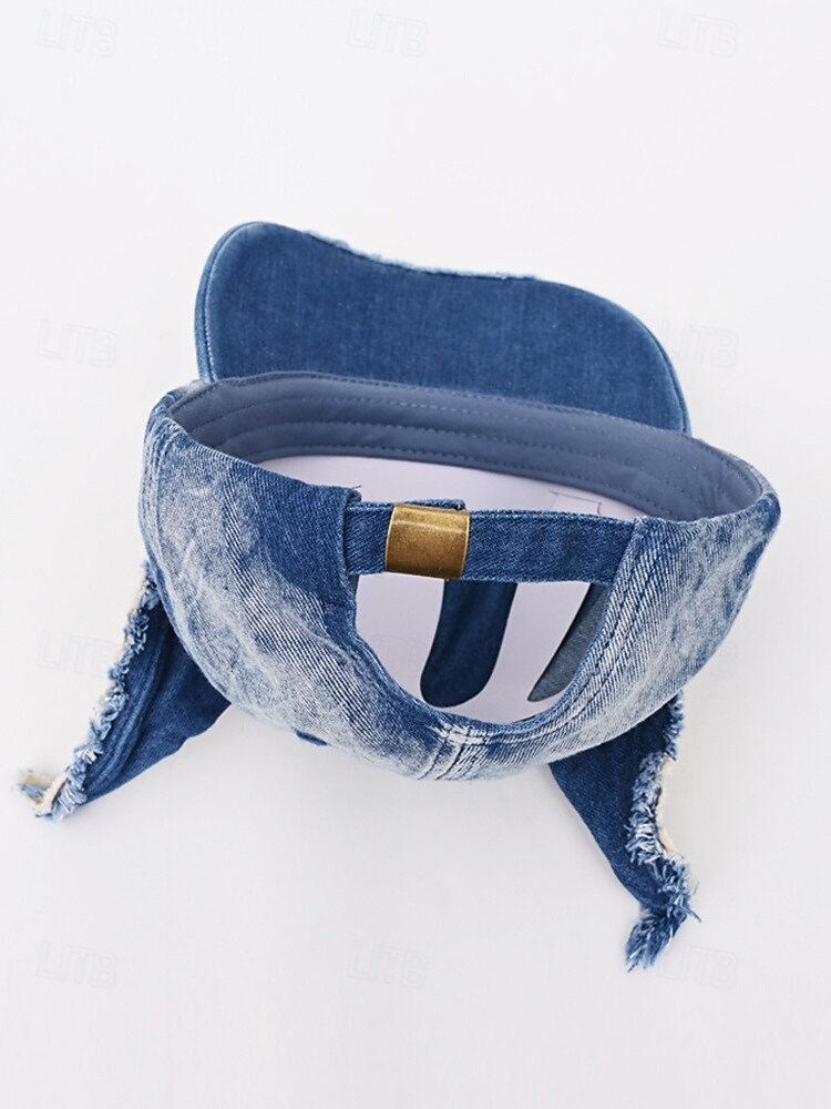 Gorra de béisbol vaquera desgastada para mujer con orejas de gato: sombrero vintage para disfraz de Halloween, estilo lindo y vanguardista para fiestas, cosplay y festivales. 2025 - $24.99 –P9
