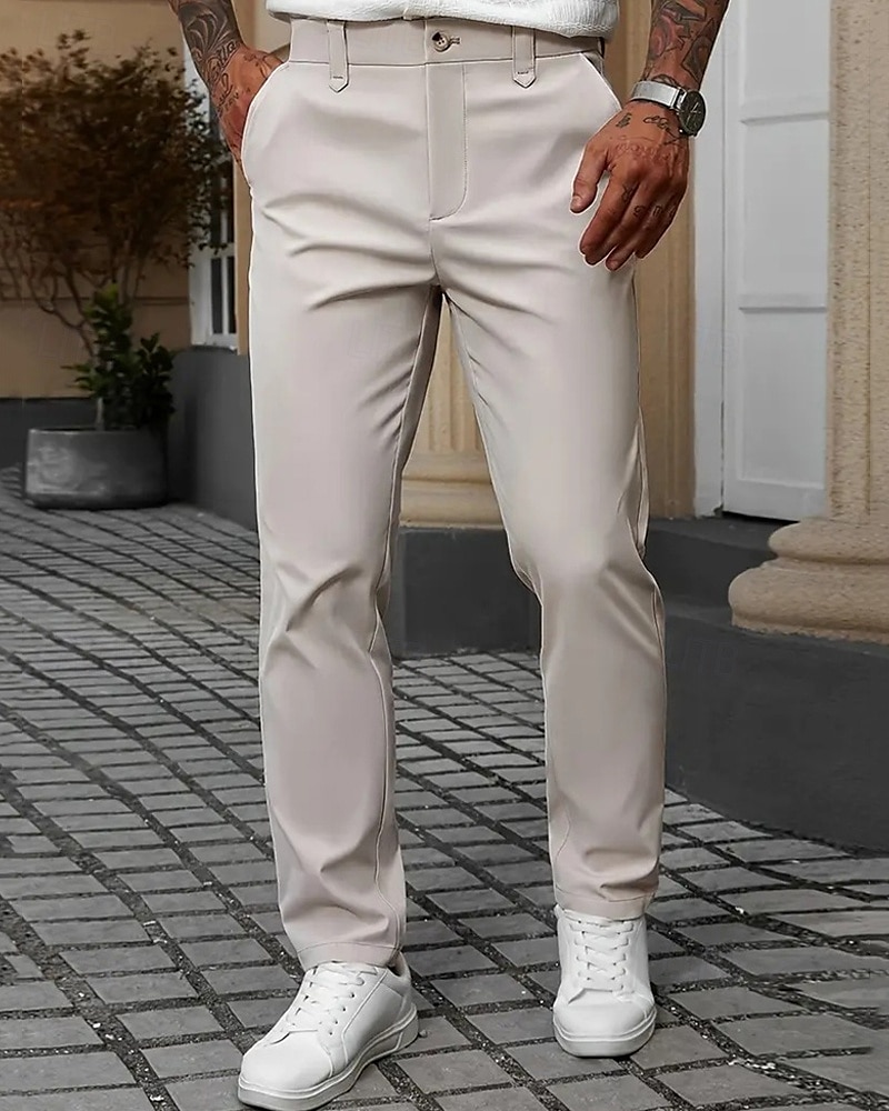 Hombre pantalones de traje Pantalones Chinos Bolsillo Botones Plano Comodidad Formal Fiesta Trabajo Moda Estilo clásico Negro Blanco Microelástico 2025 - $22.99 –P8