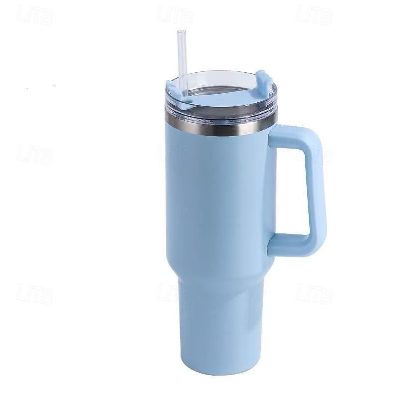 copo de canudo de aço inoxidável reutilizável, garrafa térmica com isolamento a vácuo de parede dupla de 40 onças com alça e canudo, copo térmico de qualidade alimentar para bebidas quentes e frias de 2025 por $20.99 –P11