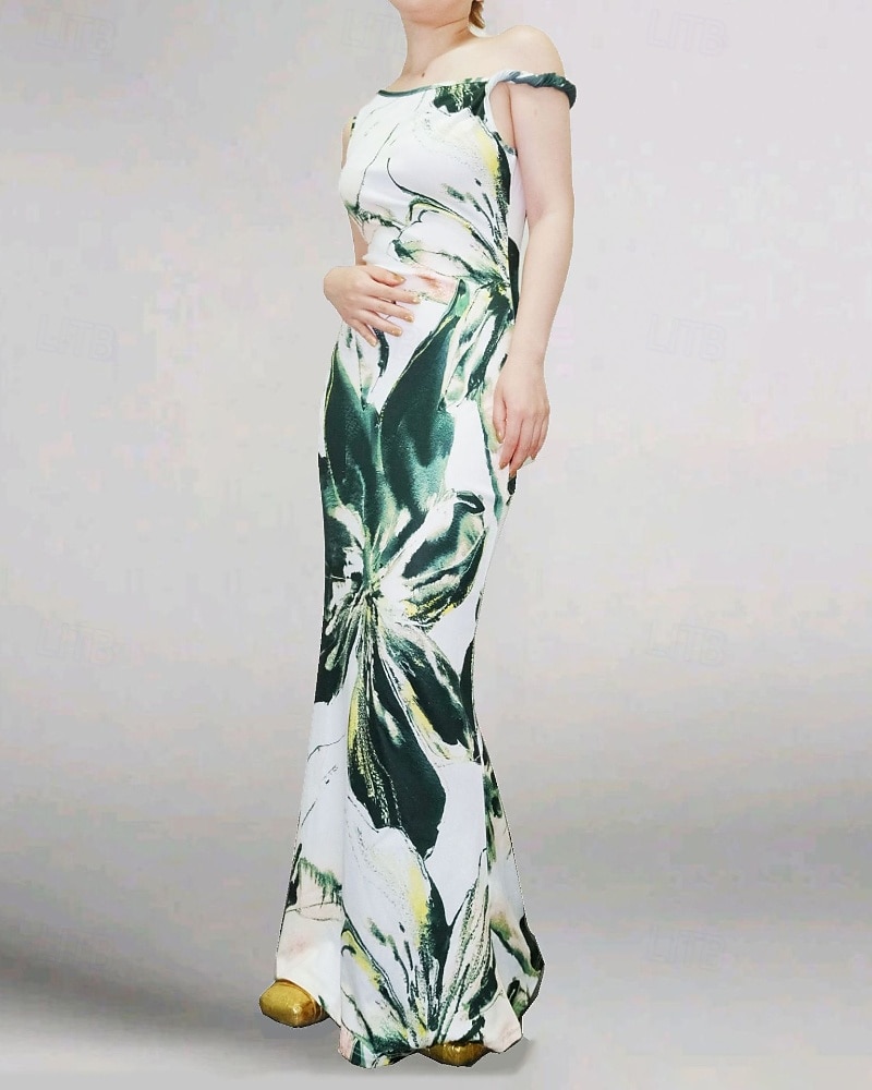 Femmes Robe Longue Maxi Robe Robe Imprimée Mode Extérieur Sortir Week-end Coupe régulière Fleur Sans manches Une Épaule Violet Vert Été de 2025 ? $22.99 –P10
