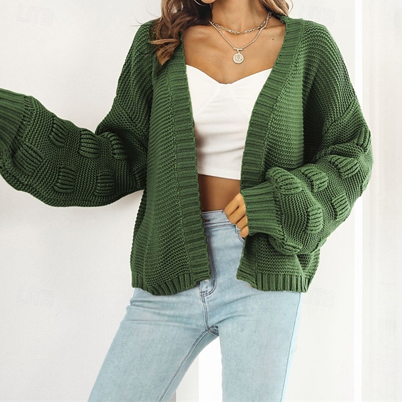 Femmes Cardigan Occasionnel Couleur Unie Épais Col en V Tricoté manche longue Hauts Réguliers Tricoter Quotidien Fête Sortir Jaune Vert Véronèse Automne Hiver de 2025 ? $24.99 –P5