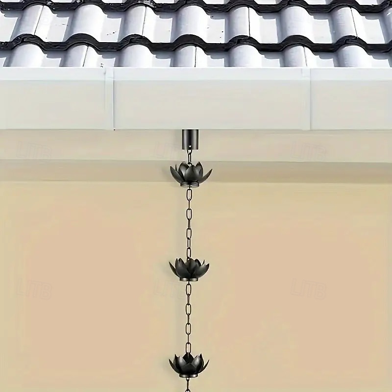 Corrente coletora de chuva de lótus dourada de 47 polegadas para calhas externas com adaptador para fluxo de água eficiente &Protetor de calha anti-respingos para decoração de jardim, drenagem de de 2025 por $46.99 –P9