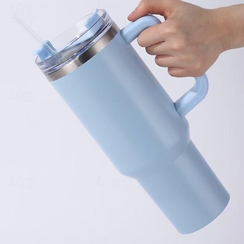 copo de canudo de aço inoxidável reutilizável, garrafa térmica com isolamento a vácuo de parede dupla de 40 onças com alça e canudo, copo térmico de qualidade alimentar para bebidas quentes e frias de 2025 por $20.99 –P8