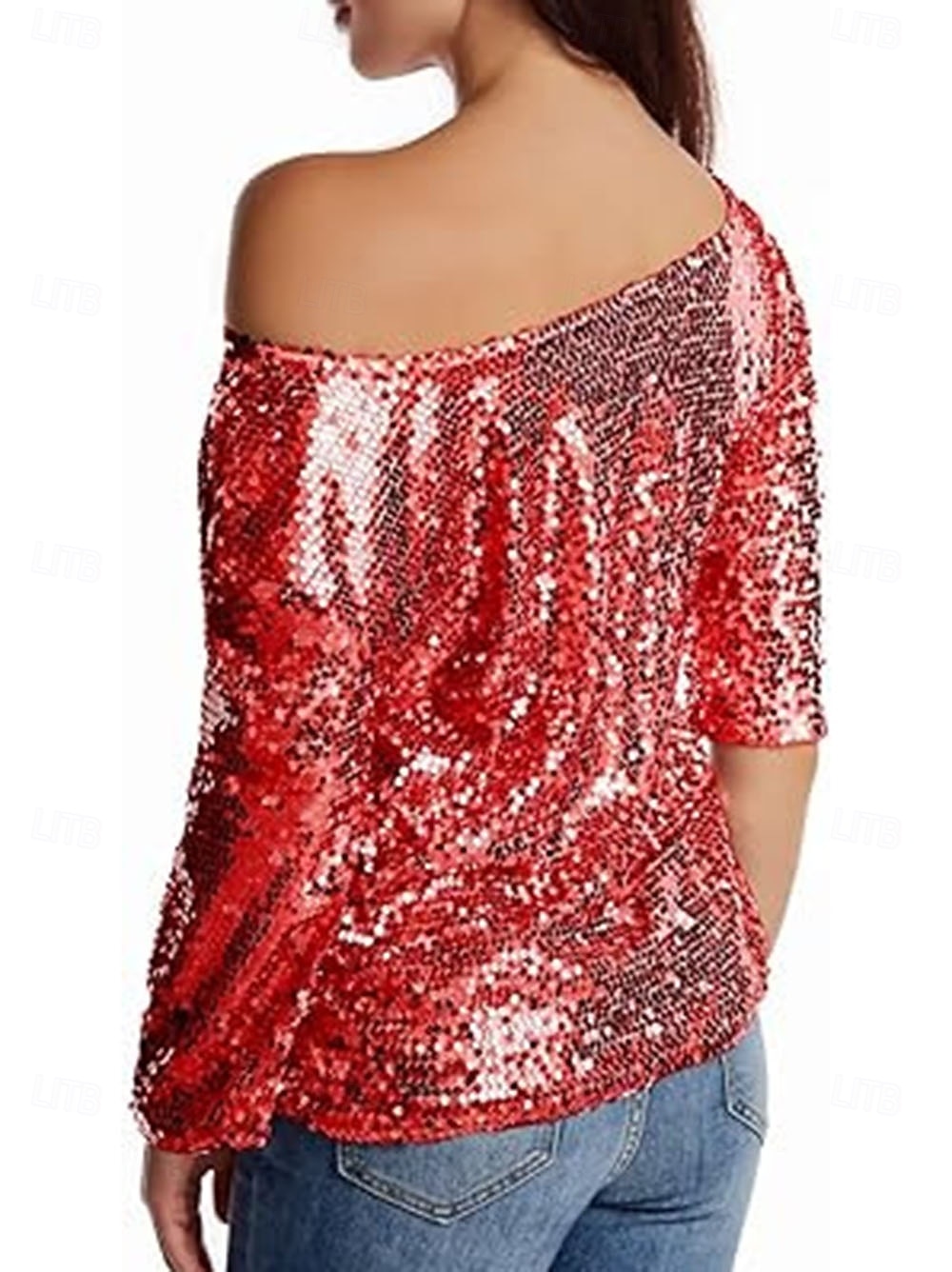 Naisten Paljetti Kimalteleva Juhla Glitter Paljetti sparkly Tyylikäs Pitkähihainen kylmä olkapää Tavalliset topit Päivittäin Pyhäpäivä Hopea Musta Punastuvan vaaleanpunainen Viini Kulta Kevät Syksy 2026 - $31.99 –P8