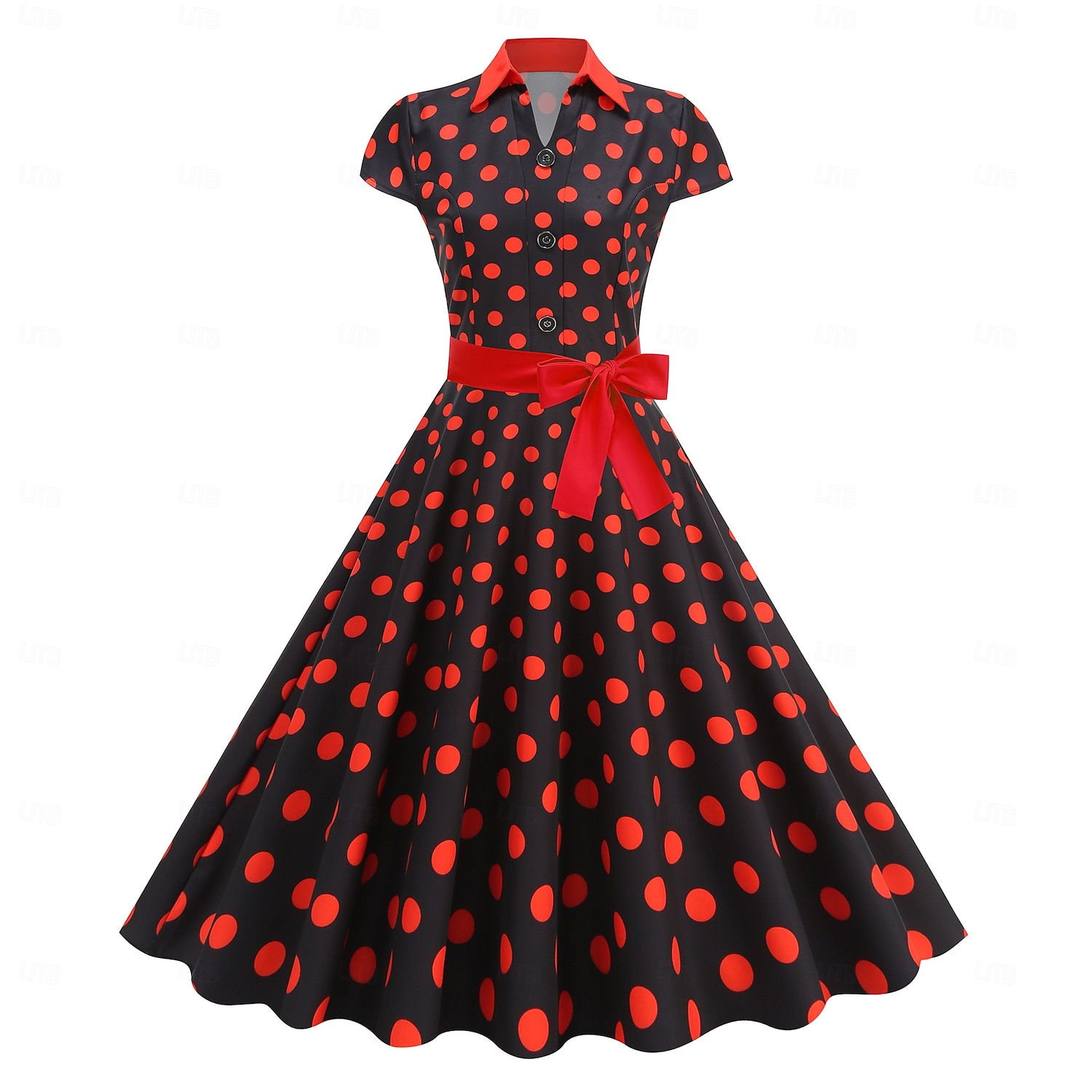 Retro 50. léta Rockabilly Polední Houpací šaty Flare šaty Košilové šaty Přizpůsobení a odlesky Puntíky Maškarní kostým Dámské předvečer Všech svatých Karneval Dovolená Běžné / Denní Retro tematick 2025 - $30.99 –P31