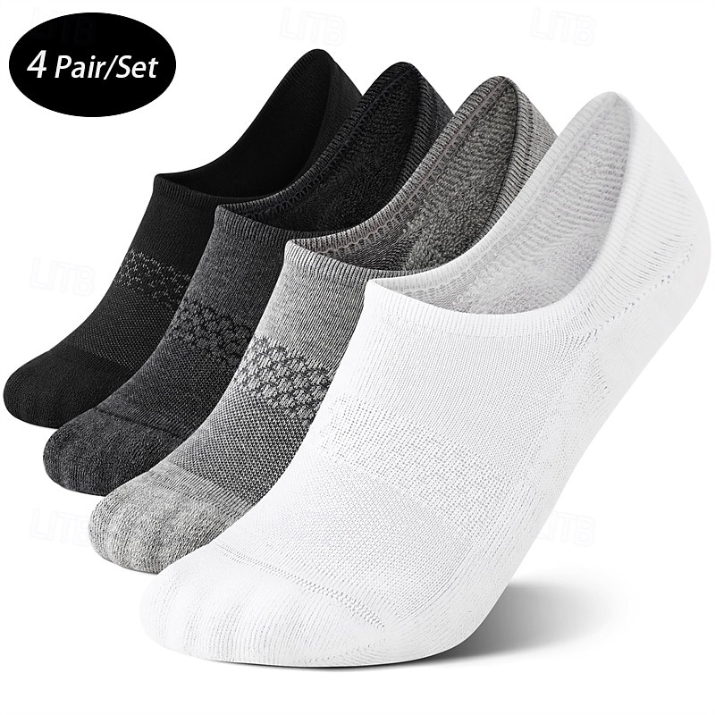 Herr 4 Par Multipack Socka Löparstrumpor Vardagliga strumpor Svart Vit Färg Slät Semester Sport & Utomhus Dagligen Grundläggande Medium Vår Höst Mode Ledigt 2025 - $2.99 –P1
