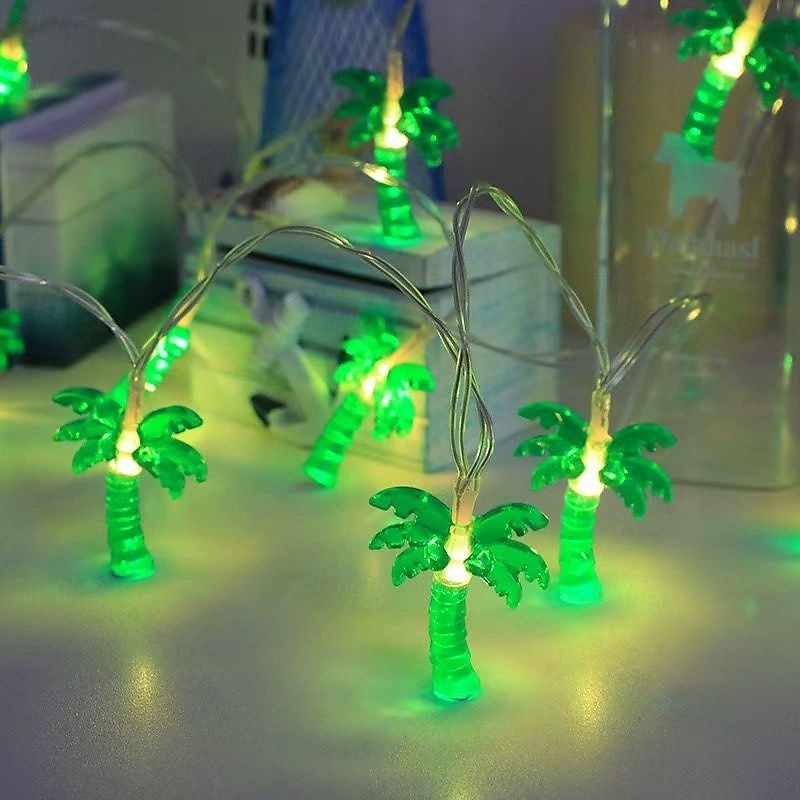 Luci a stringa estive per spiaggia tropicale Hawaii, 3 m, 20 LED, cactus, fenicotteri, bromeliacee, palme, a batteria, per decorazioni per feste in spiaggia, piscina tropicale del 2025 a $12.99 –P14