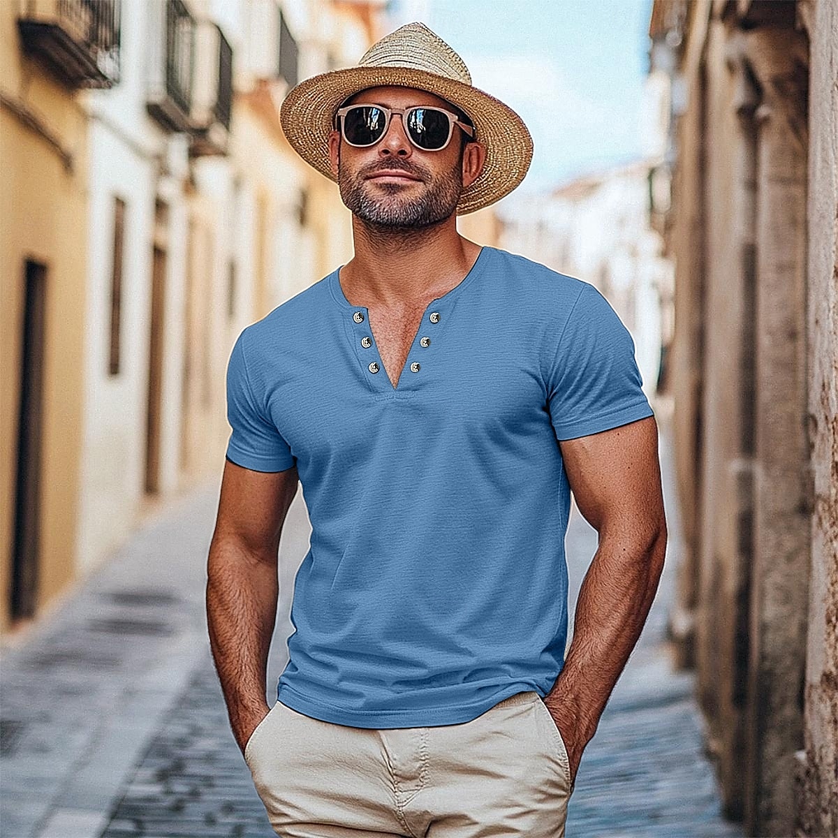 Hombre Camiseta Camisas que absorben la humedad Manga Corta Escote en Pico Verano Primavera Plano Retro Básico Casual Escote en V Cosecha Calle Casual Negro Blanco Azul Marino Camiseta superior para 2025 - $15.49 –P1