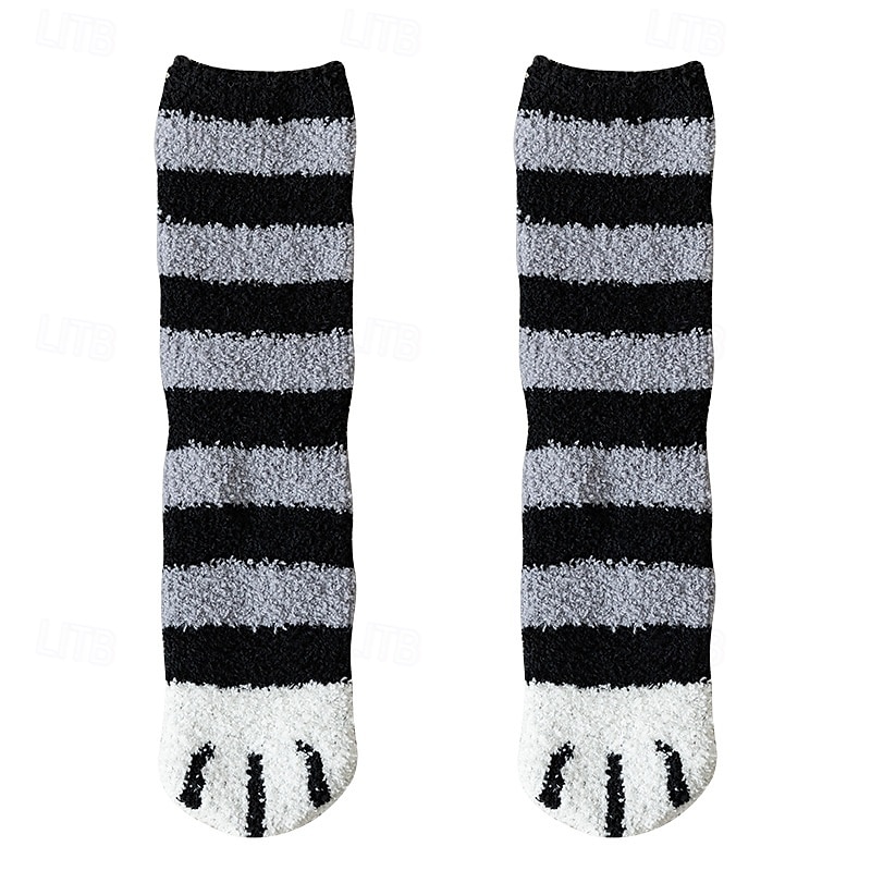 3 Pairs Cute Cat Claw Socks Fuzzy Coral Fleece Winter Warm Sleep Socks for Women Cozy Mid Calf Thick Soft Indoor Floor Socks 2025 - $10.99 –P11