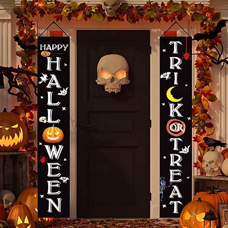 Σημαία με βεντάλια για το Halloween, εξωτερική σημαία για εξωτερικούς χώρους, φράχτης αυλής για το Halloween, κρεμαστός τρομακτικός φράχτης κολοκύθας, σημαία, διακόσμηση τραπεζιού, φθινοπωρινή διακόσμηση δωματίου, αισθητική, διακόσμηση πάρτι γενεθλίων για 2025 - $10.49 –P9