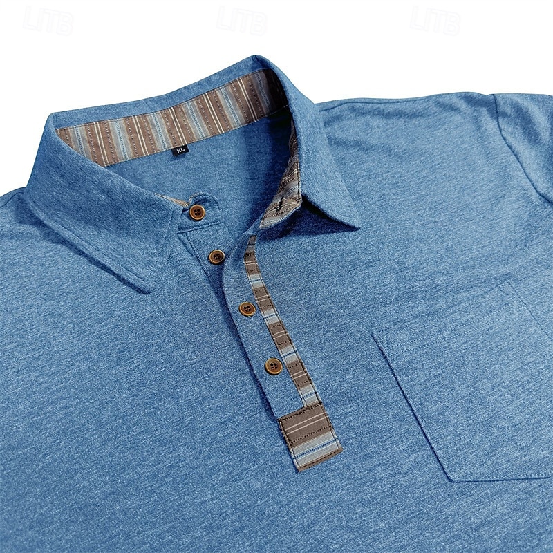 Herren Golfshirt Golf Poloshirts Arbeit Lässig Revers Langarm Basic Modern Farbblock Patchwork Knöpfe Frühling Herbst Normale Passform Aprikose Marineblau Blau Grün Hellgrau Dunkelgray Golfshirt 2025 - $25.99 –P3