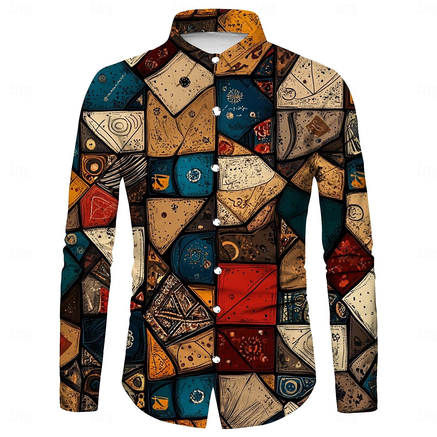 Retrò Vintage Anni '70 Camicia Disco Geometrico Psichedelico Per uomo Halloween Carnevale Festival Musicale Parata dell'Orgoglio Festa a tema retrò Adulti Camicia del 2025 a $23.99 –P2