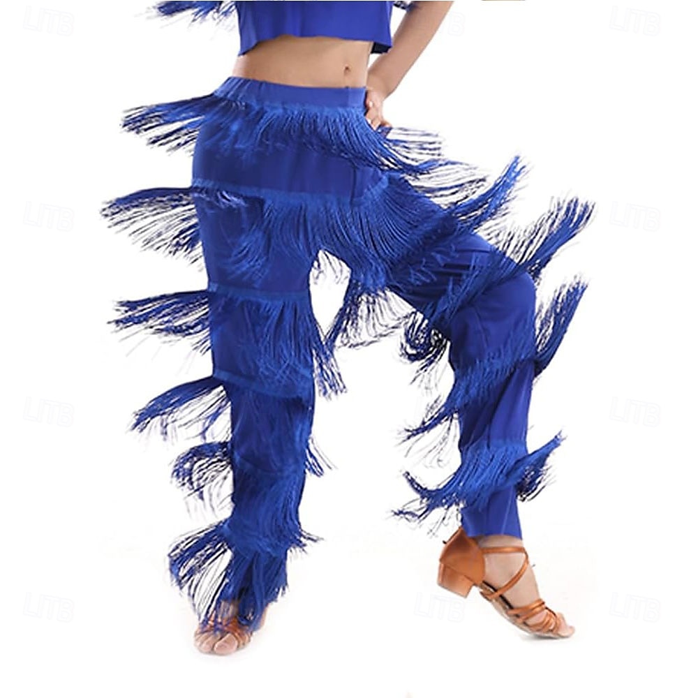 Meisjes Latijns-Amerikaanse dansbroek met kwastjes, danszaaldans, professionele kinderrumba tango salsa oefenbroek met kwastjes. 2025 - $27.99 –P8