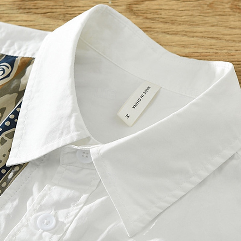 Per uomo Camicia Camicia di lino Camicia casual Camicia con Bottoni Camicia di cotone Rombi Vacanza Streetwear Nero Bianco Manica Corta Collo ripiegato Estate Abbigliamento Stampato del 2025 a $44.99 –P3