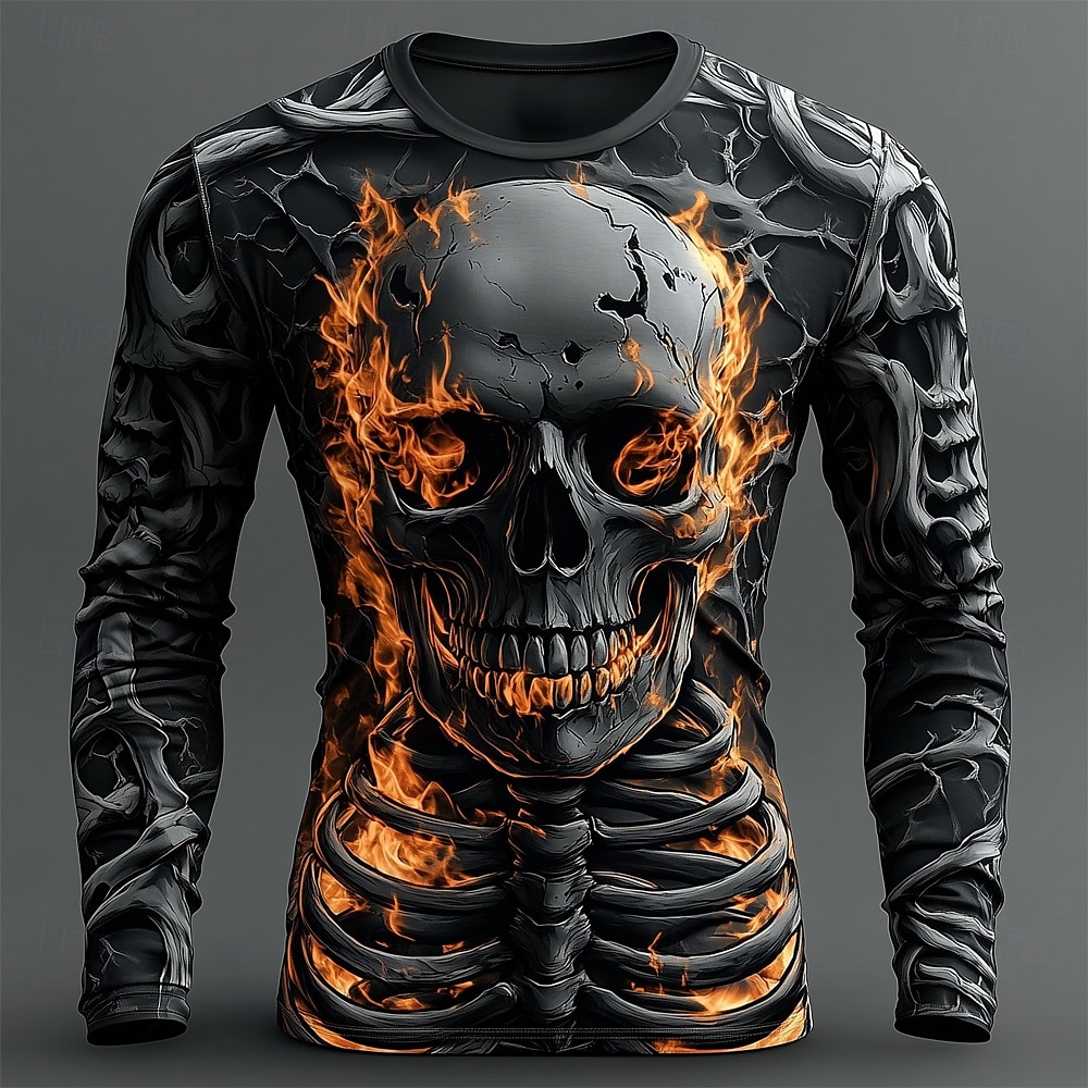 Halloween Miesten Luuranko T-paita Pitkähihainen T-paita 3D-tulostus Tiukka pyöreä kaula-aukko Paita Muoti Liioiteltu Katu Kausaliteetti Päivittäin Musta 1 Musta Musta 2 Kesä Kevät Syksy Vaatetus S M 2025 - $19.99 –P1
