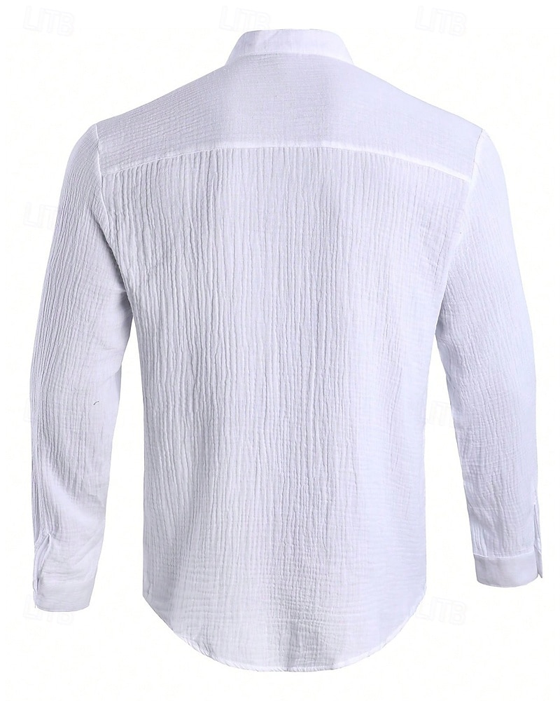 Herren Hemd Sommerhemd Freizeithemd Strandhemd Knopfhemd Schwarz Weiß Hellgrau Leicht Blau Langarm Einfach Stehkragen Urlaub Hawaiianisch Bekleidung Polyester Mode Lässig Bequem 2025 - $24.99 –P2