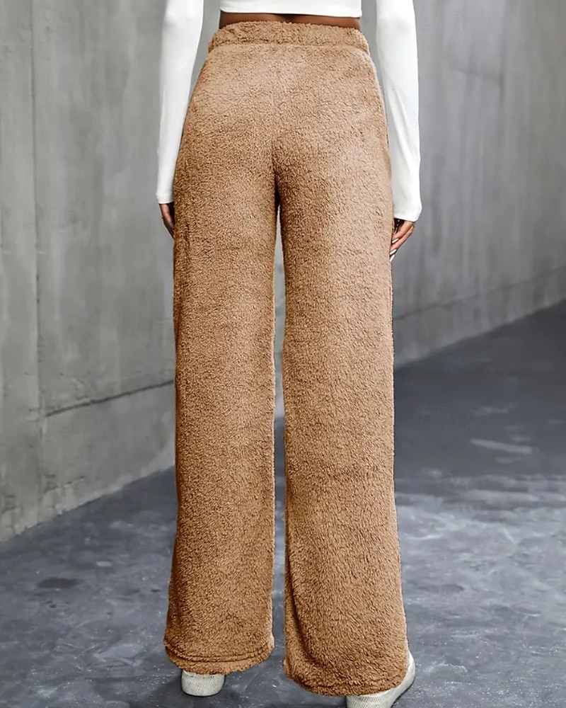 Per donna Gamba larga Pantaloni Eleganti Streetwear Casual Lunghezza intera Naturale Semplice Elastico in vita Confortevole Ferie Uscire Weekend Grigio Nero Bianco Cachi Autunno Vestibilità regolare del 2025 a $18.99 –P5