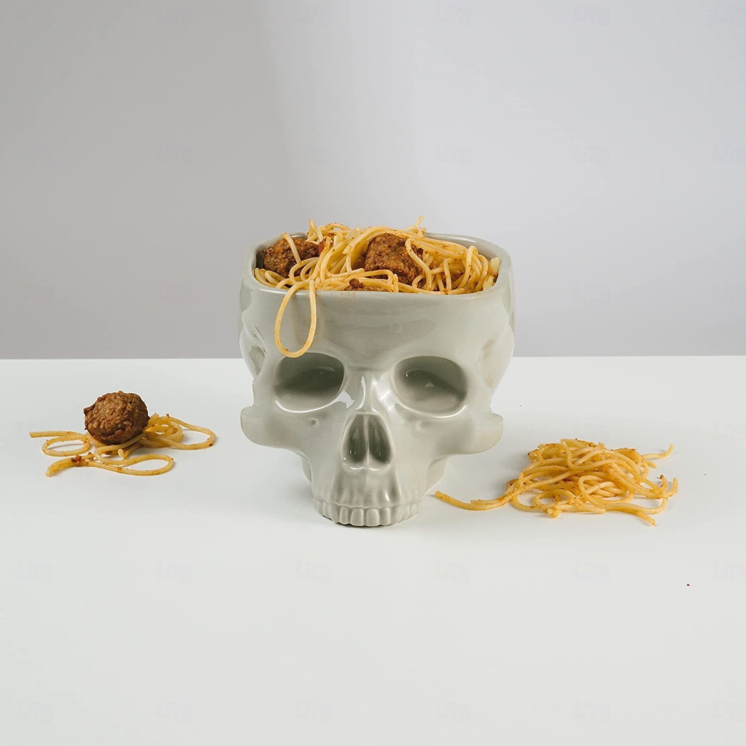 menneskeskallebolle for å spise matsikker skjeletthode pastabolle bærbar frokostblandingbeger hjemmebar godteriservering &punch dispenser retro gotisk bordplate ornament goth spisebord midtpunkt 2025 - $35.99 –P6