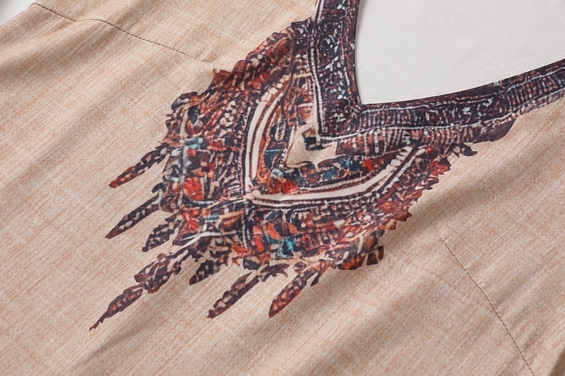 Dámské Midi šaty Boho šaty Šaty s potiskem Westernové šaty Módní Moderní Venkovní Dovolená Běžný Květiny Dlouhý rukáv Do V Khaki Léto 2025 - $23.99 –P6