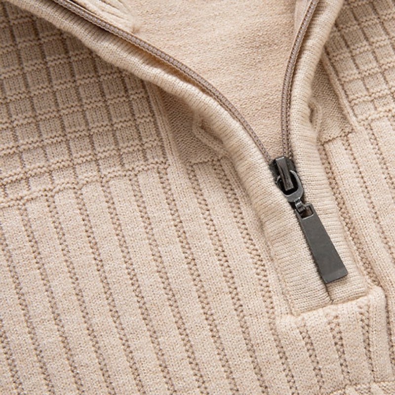 Herren Pullover Pullover mit Viertelreißverschluss Strickpullover Zopfmuster Stricken Normale Oberteile Gestrickt Einfach Viertelreißverschluss Mode Lässig Urlaub Alltagskleidung Bekleidung Herbst 2025 - $22.99 –P6