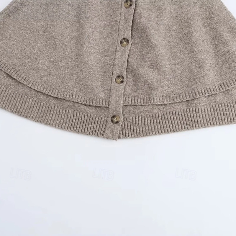 Damen Kappe Mode Lässig Weich Einfarbig Gerippt Rundhalsausschnitt Knöpfe Gestrickt Langarm Normale Oberteile Stricken Outdoor Täglich Wochenende Schwarz Weiß Herbst Winter 2025 - $47.99 –P4