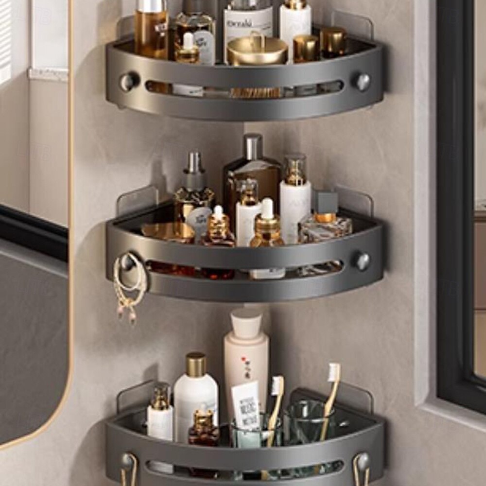 Mensola triangolare per bagno in ABS grigio canna di fucile, senza foratura, portaoggetti angolare per doccia, supporto da parete per WC, lavandino, mobiletto per lavabo, organizer per bagno del 2025 a $11.99 –P8