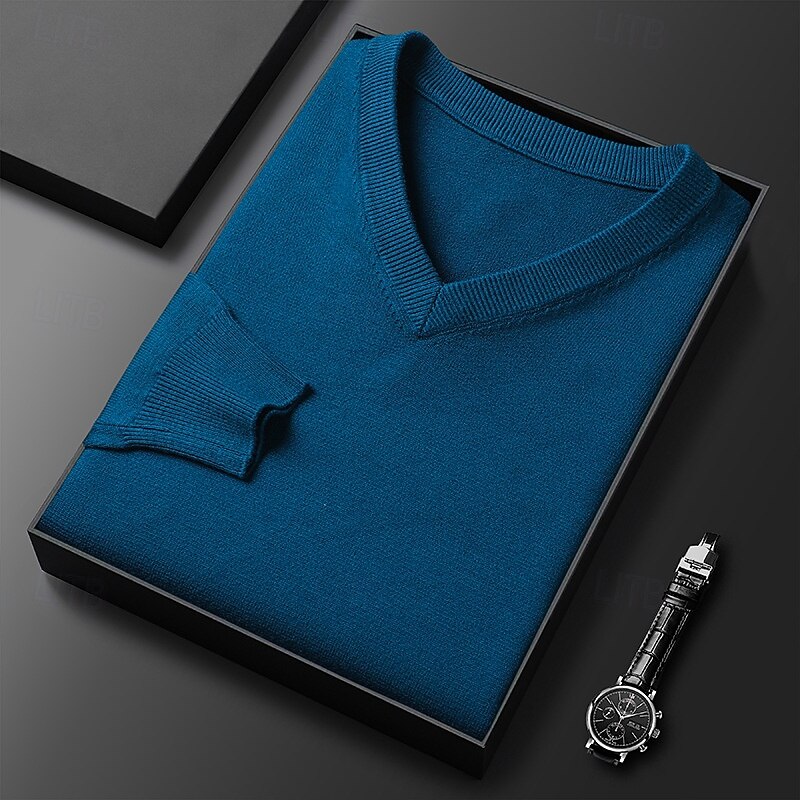 Herren Weihnachtspullover Pullover Strickpullover Gerippt Stricken Normale Oberteile Gestrickt Einfach V Ausschnitt Mode Basic Urlaub Alltagskleidung Bekleidung Herbst Winter Kamel Wein S M L 2026 - $26.99 –P4