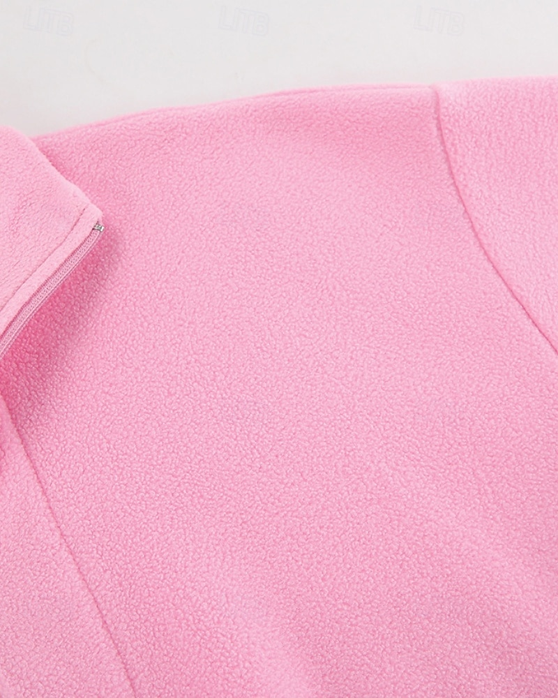 Damen Freizeitjacke Warm Bequem Reißverschluss Lässig Einfach Urlaub Ausgehen Pullover Regulär Umlegekragen Normale Passform Langarm Oberbekleidung Rosa Herbst Winter 2025 - $24.99 –P9