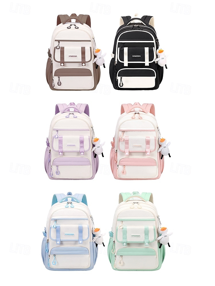 Sac à dos imperméable multi-poches - sac d'école de grande capacité, rangement en couches, design léger, poches latérales, adapté aux étudiants adolescents et aux navetteurs quotidiens noir rose bleu de 2025 ? $34.99 –P8