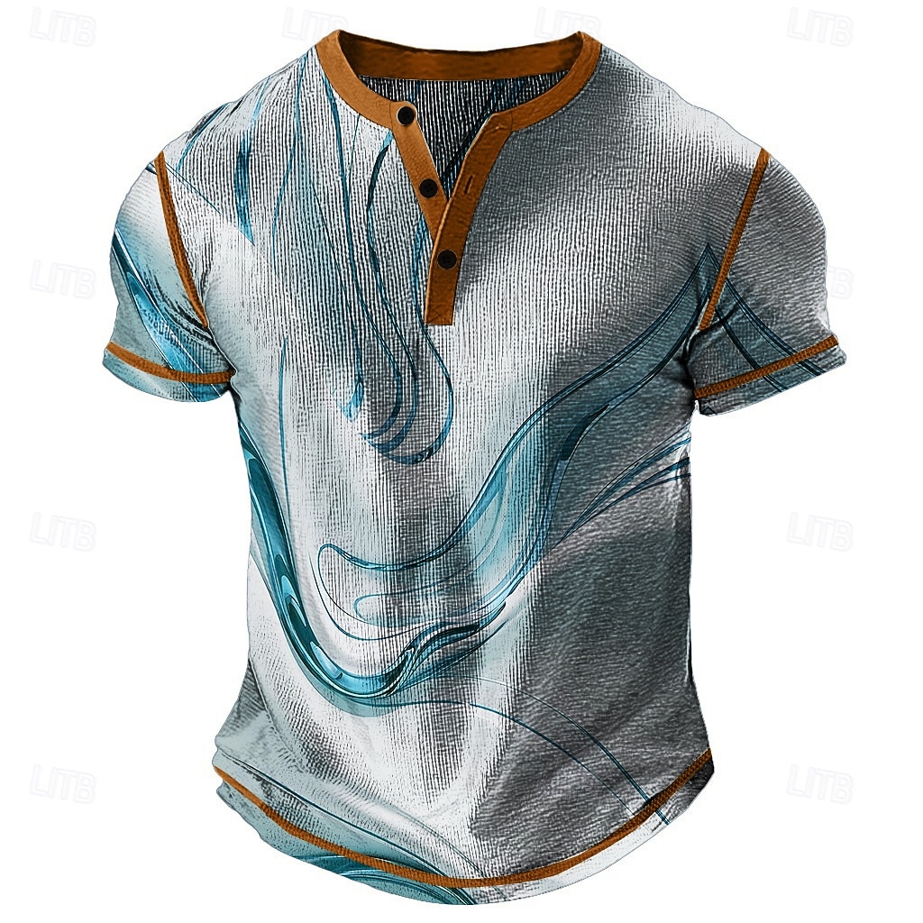 Ανδρικά Αφηρημένο Γεωμτερικό Πουκάμισο Henley Μπλουζάκι βάφλα Κοντομάνικο Καθημερινά Ρετρό / Βίντατζ Κλασσικό Υπαίθρια Αθλήματα Causal Αργίες Ανοιξη καλοκαίρι Όλες οι εποχές 2026 - $28.99 –P5