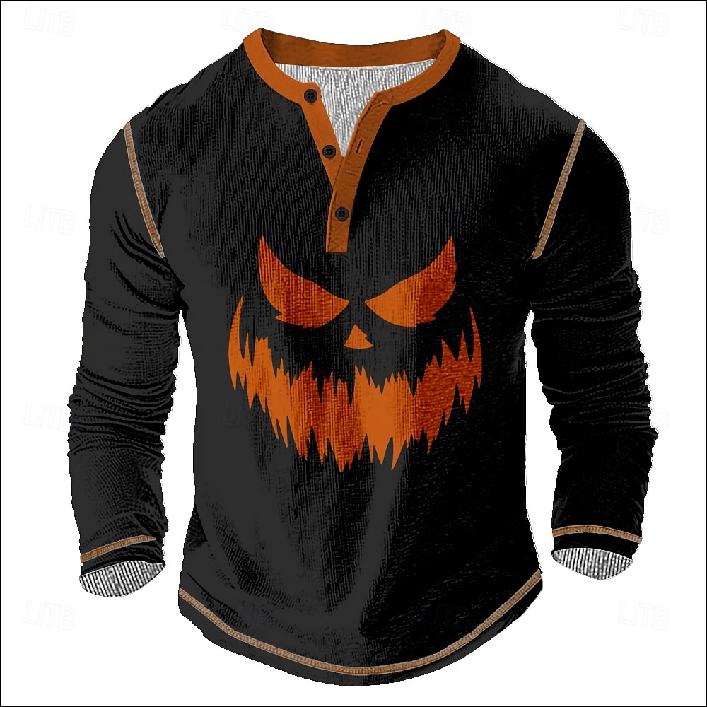 Bărbați Dovleac Cămașă Henley Tricou Waffle Manșon Lung Epocă Zilnic Retro / vintage Sport exterior Casual Concediu Toamnă Primavara vara Toate Sezoanele Maro Închis Negru Portocaliu Henley Tricou 2026 - $26.99 –P3