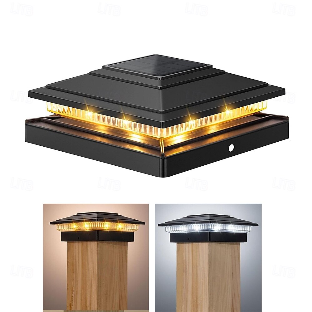 Fari a colonna solari con luce calda e bianca integrati, luci a colonna 4x4 per esterni, impermeabili, per giardino, terrazza, recinzione decorativa, 1 pz. del 2025 a $29.99 –P5