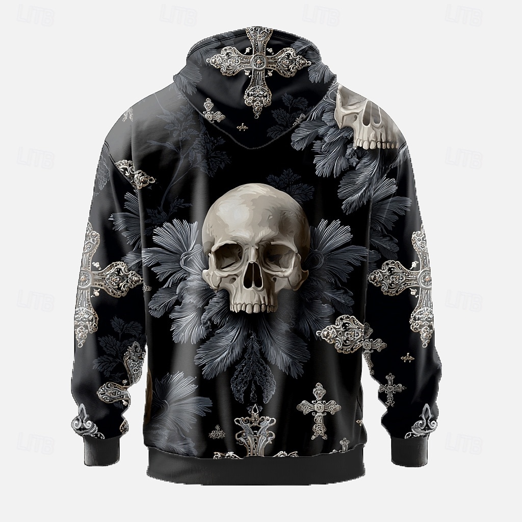 Halloween Hombre Cráneos Sudaderas Sudadera Abrigos Sudadera con capucha Cuello Barco Punk Impresión 3D Discoteca Ropa de calle Negro Azul Piscina Correa 3D Otoño Invierno Diseñador 2025 - $26.99 –P2