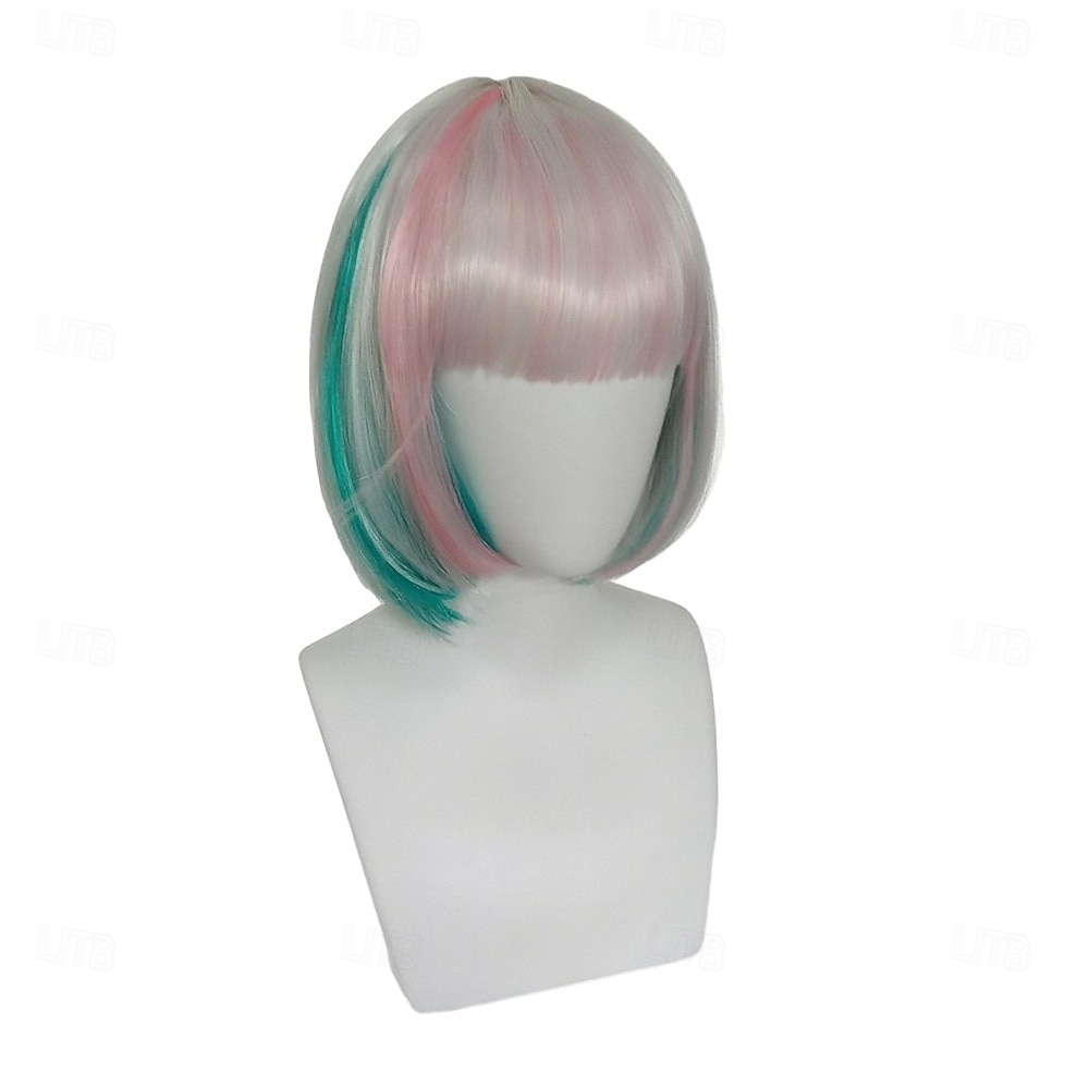 Paruka pro cosplay Megan 2 Mecha Combat pro ženy – krátké syntetické vlasy s trvalou ondulací a melírovanými konečky, doplněk ke kostýmu ve stylu anime z roku 2025 2025 - $20.99 –P1